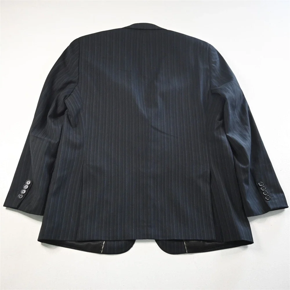 Evan Piccone 40R 34x34 Navy‎ Blue Striped Mens Jacket Pants Suit